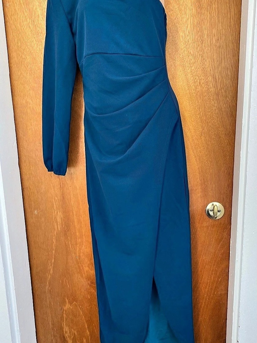 ZESICA Classic Fashion Collection Ruched Maxi Dress in Blue Size Small NWT